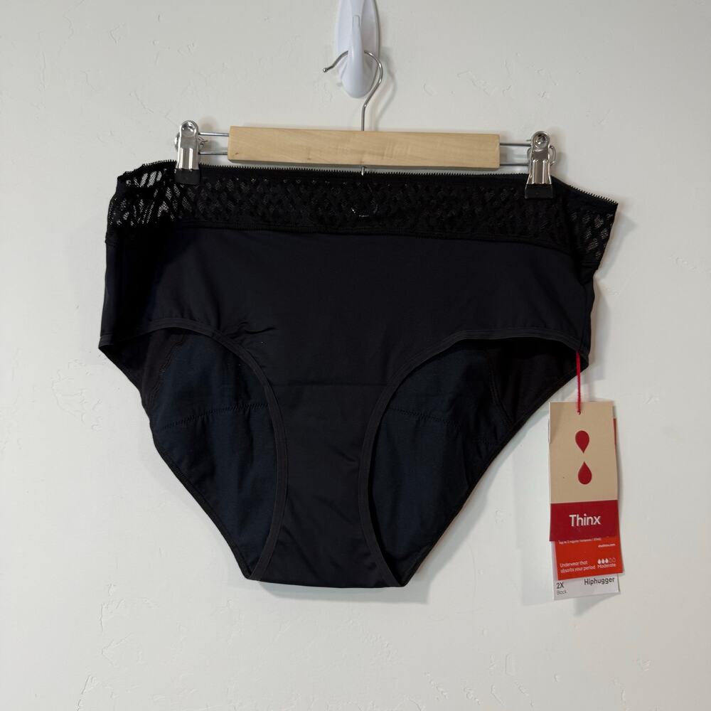 Thinx Hiphugger‎ Period Panties Brand NEW Black Plus Size 2X Underwear